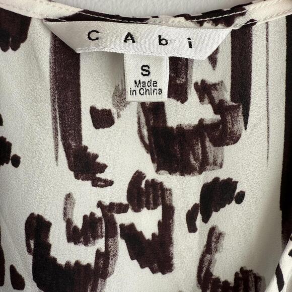 CAbi Black and White Animal Print Surplice Long Sleeve Ladies Blouse, S - Picture 3 of 6